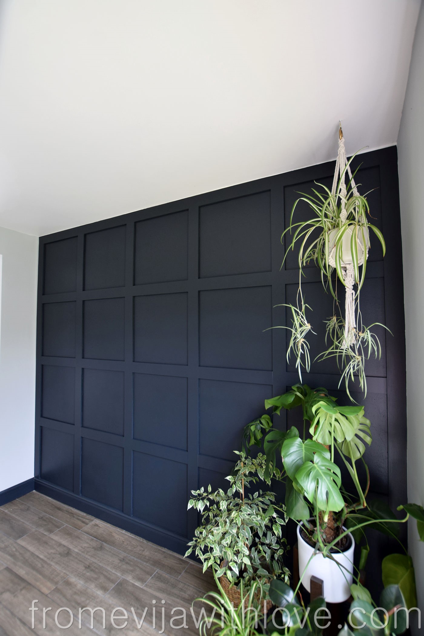 Panelled wall, dark grey