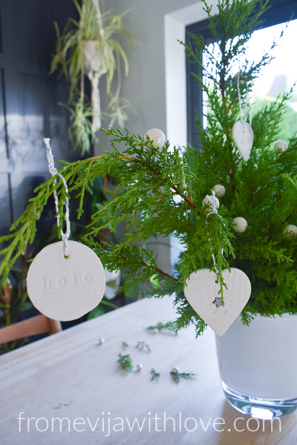 Christmas Tree and beautiful white air clay ornaments